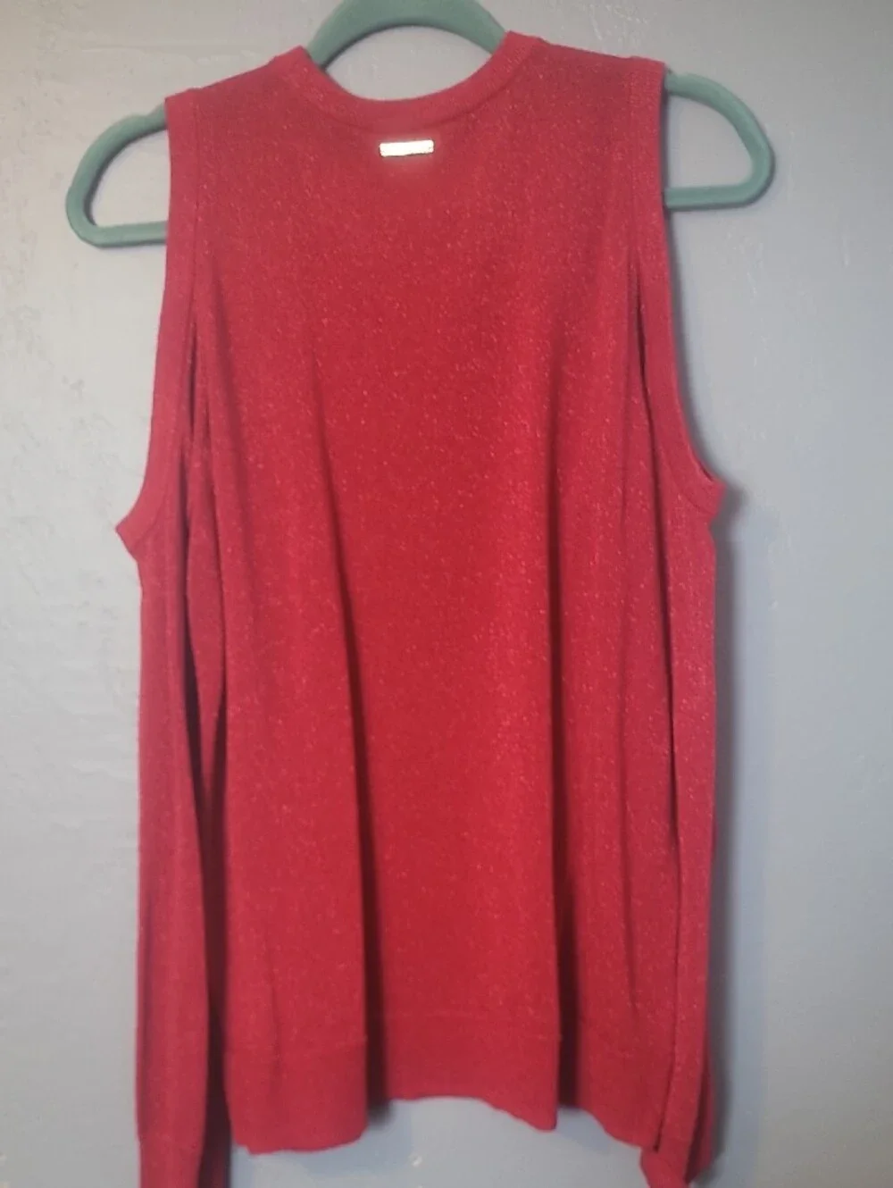 Michael Kors Red Cold-Shoulder Sparkle Tank